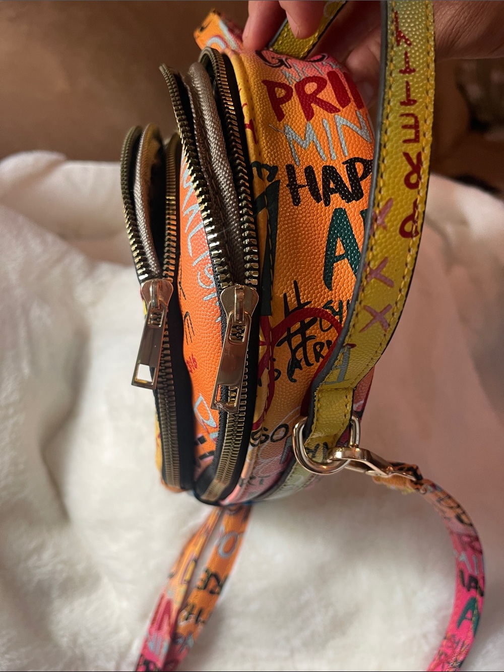 Alba Multicolor Graffiti Mini Backpack with Rhinestone Bee - Picture 7 of 7